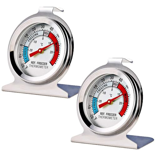 Greluma 2 Stk Kühlschrank-Thermometer, Gefrierschrank-Thermometer mit großem Zifferblatt, Temperatur-Thermometer der klassischen Serie für Kühlschrank, Gefrierschrank, Kühlschrank, Kühler von Greluma