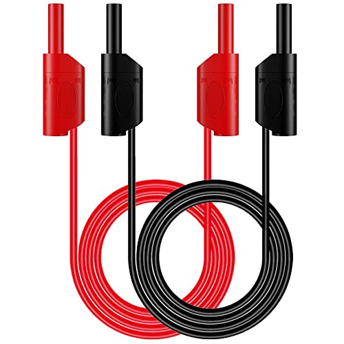 Greluma 2 Stück Bananenstecker Messleitungen, 4mm vollisoliertes stapelbares Bananenstecker Verlängerungskabel mit weichem Draht für Multimeter, 100cm Greluma 2 Stück Bananenstecker Messleitungen, 4mm vollisoliertes stapelbares Bananenstecker Verlängerungskabel mit weichem Draht für Multimeter, 100cm von Greluma