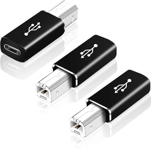 Greluma 3 Stk USB-B-auf-USB-C-Adapter, Typ-C-Buchse auf MIDI-Konverter, kompatibel mit Druckern, E-Pianos, Laptops und weiteren Typ-C-Geräten von Greluma
