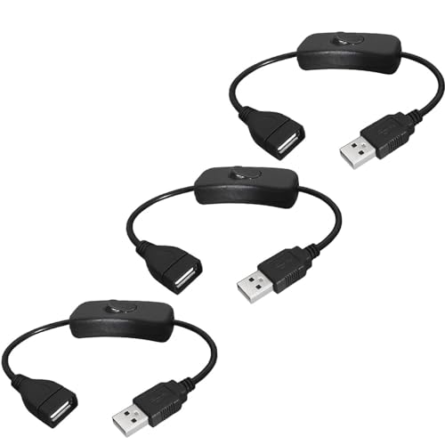 Greluma 3 Stk USB-Kabel von Stecker zu Buchse mit Ein/Aus-Schalter, USB-Verlängerungs-Inline-Wippschalter für Fahrrekorder, LED-Schreibtischlampe, USB-Lüfter, LED-Streifen Greluma 3 Stk USB-Kabel von Stecker zu Buchse mit Ein/Aus-Schalter, USB-Verlängerungs-Inline-Wippschalter für Fahrrekorder, LED-Schreibtischlampe, USB-Lüfter, LED-Streifen von Greluma