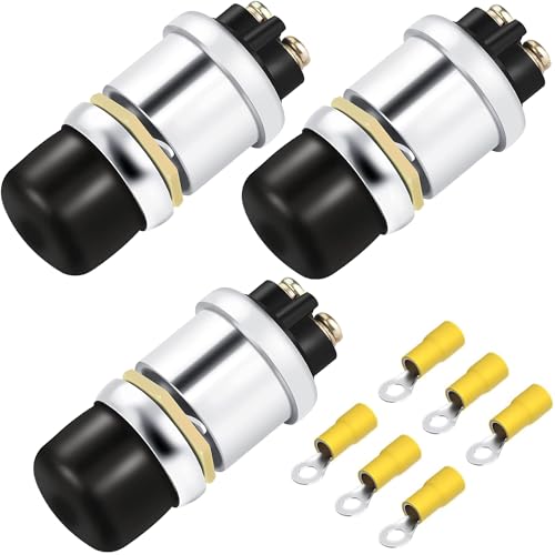 Greluma 3 Stk Wasserdichter Startknopfschalter, 12 V, 50 A, robuster Momentan Zündschalter, Motorstarterknopf für Auto, LKW, Boot, Wohnmobil, ATV von Greluma