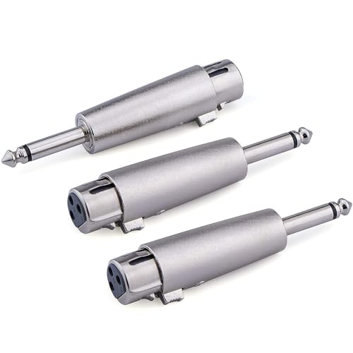 Greluma 3 Stück 1/4 Zoll TS-Stecker auf XLR-Buchse,unsymmetrischer 6,35-mm-Monostecker auf 3-polige XLR-Buchse,Konverter-Audioanschlüsse Greluma 3 Stück 1/4 Zoll TS-Stecker auf XLR-Buchse,unsymmetrischer 6,35-mm-Monostecker auf 3-polige XLR-Buchse,Konverter-Audioanschlüsse von Greluma