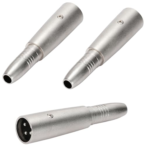 Greluma 3 Stück XLR-Stecker auf 1/4-Zoll-Buchse-Adapter,3-poliger XLR-Stecker auf 6,35-mm-Buchse,Audio-Anschluss,TS/TRS auf XLR-Klinken-Konverter für Audio-Mikrofon von Greluma