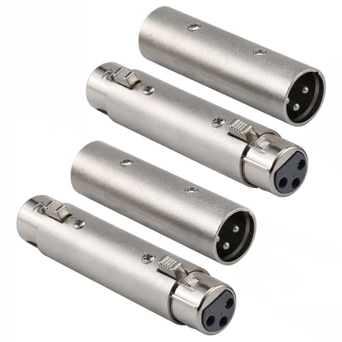 Greluma 4 Stk XLR-Gender-Changer-Adapter, 3-Poliger Stecker auf Stecker/Buchse auf Buchse, Kompatibel Mit Mikrofon, Mixer Greluma 4 Stk XLR-Gender-Changer-Adapter, 3-Poliger Stecker auf Stecker/Buchse auf Buchse, Kompatibel Mit Mikrofon, Mixer von Greluma