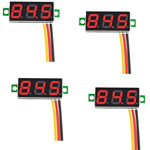 Greluma 4 Stück 0,28 Zoll Mini-Digital-DC-Voltmeter, Dreiadriges 0V-100V Mini-DC-Voltmeter Spannungsprüfer – Rotes Farbdisplay Greluma 4 Stück 0,28 Zoll Mini-Digital-DC-Voltmeter, Dreiadriges 0V-100V Mini-DC-Voltmeter Spannungsprüfer – Rotes Farbdisplay von Greluma