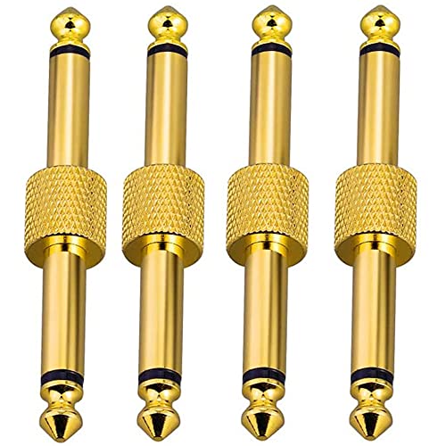 Greluma 4 Stück 6.35 mm professioneller Gitarrenpedal-Koppler, 1/4 Zoll TS Gitarren-Effektpedal-zu-Pedal-Anschluss, gerader Typ, vergoldet Greluma 4 Stück 6.35 mm professioneller Gitarrenpedal-Koppler, 1/4 Zoll TS Gitarren-Effektpedal-zu-Pedal-Anschluss, gerader Typ, vergoldet von Greluma