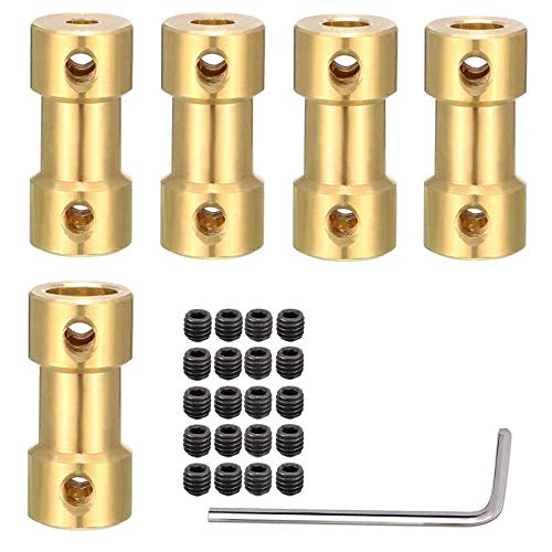 Greluma 5 Stk Messing Wellenkupplung Wellenadapter für RC Flugzeug Boot Motor 20x9mm (LxD) mit Schrauben,Inbusschlüssel,2 mm bis 2 mm/3 bis 4 mm/3 bis 5 mm/4 bis 5 mm/5 bis 5 mm von Greluma