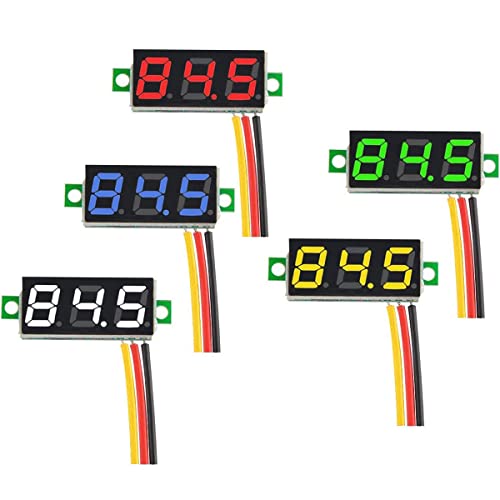 Greluma 5 Stück 0,28 Zoll Mini-Digital-DC-Voltmeter, Dreileiter 0V-100V Mini-DC-Voltmeter Spannungsprüfer – 5 Farben Greluma 5 Stück 0,28 Zoll Mini-Digital-DC-Voltmeter, Dreileiter 0V-100V Mini-DC-Voltmeter Spannungsprüfer – 5 Farben von Greluma