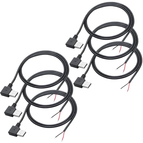 Greluma 6 Stk 90 Grad USB 2.0 Stecker, 2 poliger blanker Draht, 1 m USB A Stecker, 2 poliges Pigtail Stromkabel mit offenem Ende, für 12 V/3 A USB Gerät, rechts abgewinkelt Greluma 6 Stk 90 Grad USB 2.0 Stecker, 2 poliger blanker Draht, 1 m USB A Stecker, 2 poliges Pigtail Stromkabel mit offenem Ende, für 12 V/3 A USB Gerät, rechts abgewinkelt von Greluma