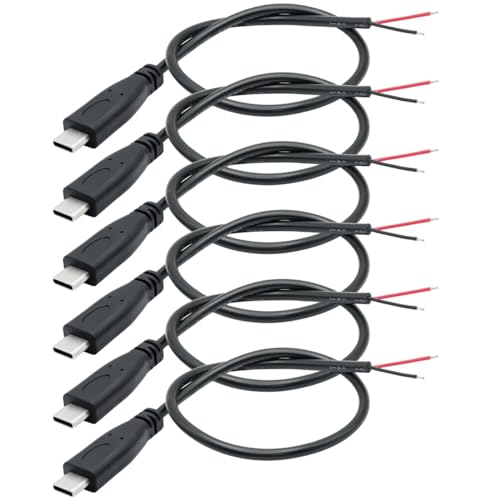 Greluma 6 Stk 0,25 m Typ-C-Pigtail-Kabel, 2-adriges USB-C-Verlängerungskabel, 22 AWG 12 V 3 A Typ-C-Steckerkabel, USB-C-Stecker auf 2-poligen Blankdraht-Stecker mit offenem Ende für Heimwerker Greluma 6 Stk 0,25 m Typ-C-Pigtail-Kabel, 2-adriges USB-C-Verlängerungskabel, 22 AWG 12 V 3 A Typ-C-Steckerkabel, USB-C-Stecker auf 2-poligen Blankdraht-Stecker mit offenem Ende für Heimwerker von Greluma