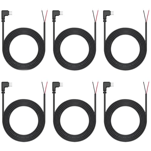 Greluma 6 Stk USB-C auf 2-poliges blankes Kabel, 1m, 90 Grad Stecker, 2-polig, 12V/3A, für installierte oder Ersatz USB-C Geräte, DIY Kabel von Greluma