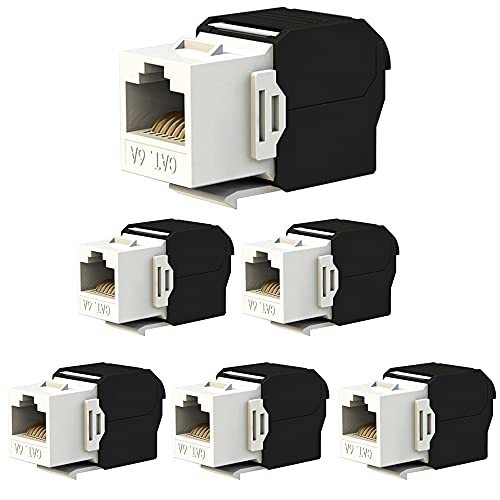 Greluma 6 Stück 180 Grad RJ45 CAT6A Keystone Jack, werkzeuglose Keystone Jack von Greluma