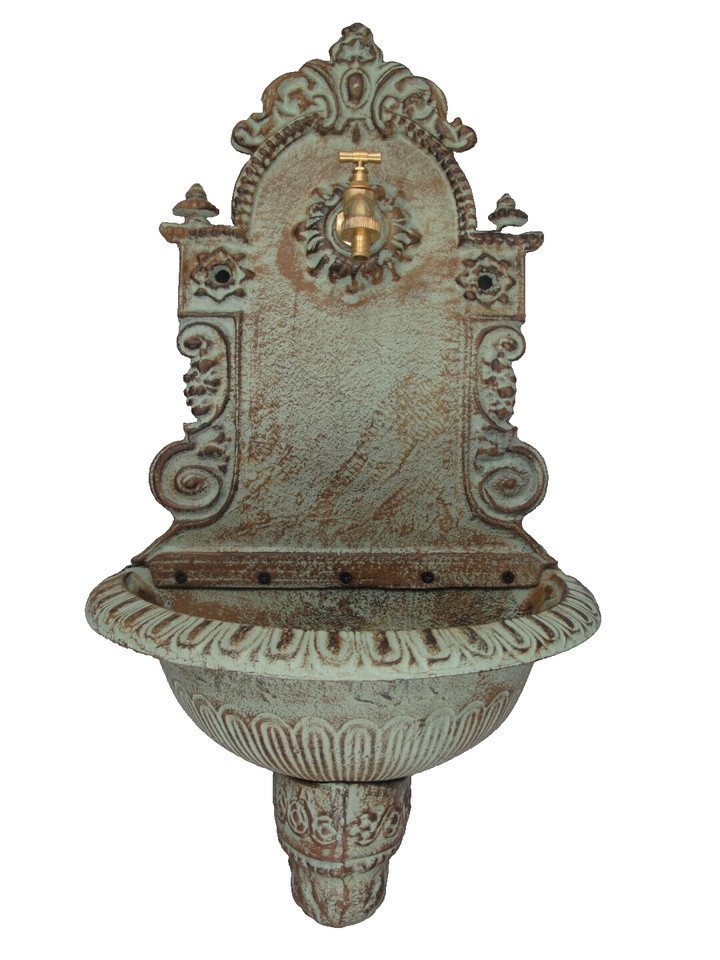 Gremegro Gartenbrunnen Waschbecken Wandbrunnen Gusseisen Ausgußbecken Antik Stil grün 75cm von Gremegro