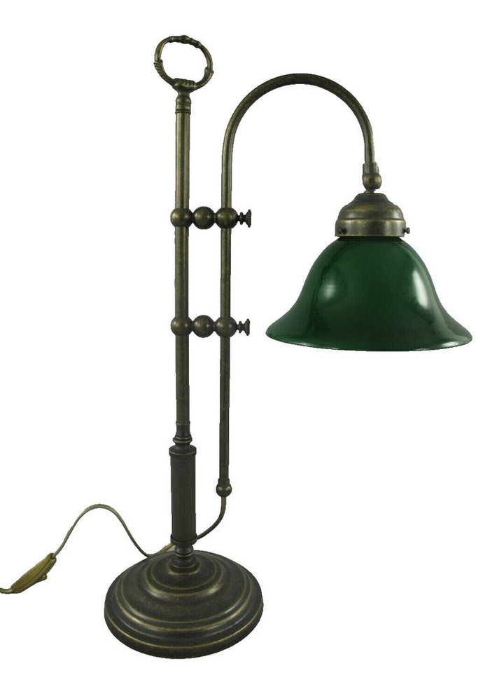 Gremegro Tischleuchte Tischlampe Antik Jugendstil Schreibtischlampe Messing brüniert Grün, ohne Leuchtmittel von Gremegro