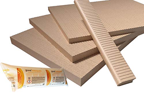 Grenaisol Kaminbauplatte 40 mm Stärke Set aus Platten 60 cm x 80 cm und Kleber (4,80 m² (10 Platten) + 4 Kleber) von Grena