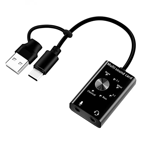 Grendly Externe Soundkarte USB 2.0 Typ C Stereo Mikrofon Adapter USB Audio Soundkarte Adapter Aluminiumlegierung Professioneller Konverter für Laptop Headset Grendly Externe Soundkarte USB 2.0 Typ C Stereo Mikrofon Adapter USB Audio Soundkarte Adapter Aluminiumlegierung Professioneller Konverter für Laptop Headset von Grendly