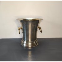 Champagnerkübel Champagnerbecken Aus Metall Und Messing Shabby-Chic-Champagnerkühler, Hergestellt in Frankreich von GrenierJOJOvintage