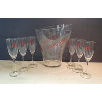 G.h Mumm Champagnerkübel Design Eric Berthes Und 6 Champagnerflöten 2000, Hergestellt in Frankreich G.h Mumm Champagnerkübel Design Eric Berthes Und 6 Champagnerflöten 2000, Hergestellt in Frankreich von GrenierJOJOvintage