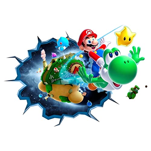 3D Mario Bros Tapete, Wandaufkleber für Kinderzimmer, Kinderzimmer, Wanddekoration, Cartoon-Poster, Dekoration von Grenric