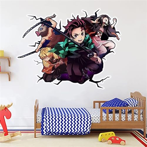 Grenric Demon Slayer Tapeten-Wandaufkleber, Kinderzimmer, Hintergrund, Wanddekoration, selbstklebend, Anime-Poster-Aufkleber, Geburtstagsparty-Zubehör von Grenric