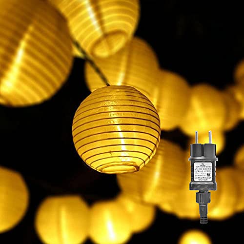 Gresonic Lichterkette Lampion/Laternen Deko für Garten Weihnachten Party Hochzeit Innen und Außen mit dem Stecker (20LED Netzanschluss, Warmweiss) von Gresonic