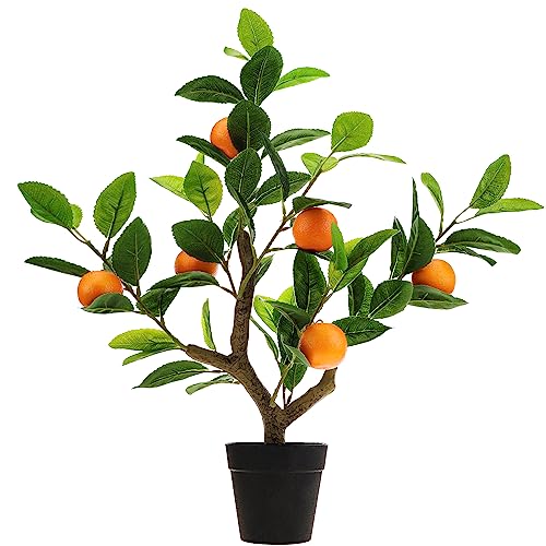 Gresorth 51cm Künstliche Orange Bäume Gefälschten Haushalt Grün Pflanzen Früchte Deko mit Plastik Topf Realistisch Blätter für Zuhause Tabelle Büro Garten Indoor Draußen von Gresorth