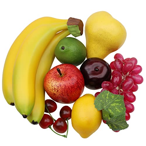Gresorth Künstliche Lebensecht Apfel Brin Banane Traube Zitrone Pfirsich Fälschen Früchte Dekoration - 7 Stück von Gresorth
