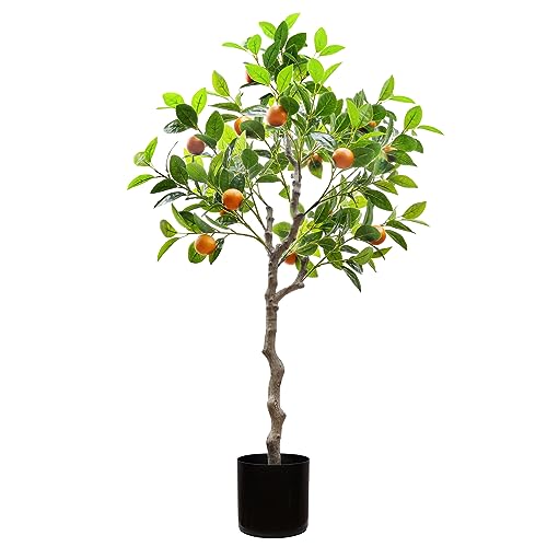 Gresorth 120 cm Gefälschte Orange Bäume Künstliche Grün Pflanzen Früchte Dekoration mit Kunststoff Eingetopft Realistisch Blätter für Wohnaccessoires Household Tabelle Büro Garten Innenbereich Draußen von Gresorth