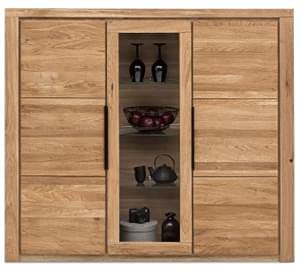 Vitrine Highboard Greta in Wildeiche geölt Teilmassiv Breite 160cm Höhe 141cm von Greta