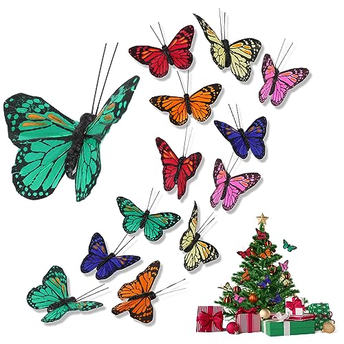 12 Stück Schmetterlings Wanddekoration,Schmetterlinge Deko, künstlicher 3D-Schmetterling,Schmetterling Wandtattoo Schmetterlinge,Bunte Monarchfalter für Kinderzimmer,Schlafzimmer,Wohnzimmer Deko von Grevosea