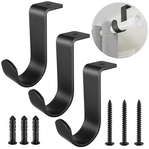 3 Stück Gardinenstange Halterung Gardinenstangen Halter Curtain Rod Holder Metall Vorhangstange Halter mit Schrauben vorhangstangenhalter für Wohnzimmer Schlafzimmer Vorhangstangen Wände-Schwarz von Grevosea