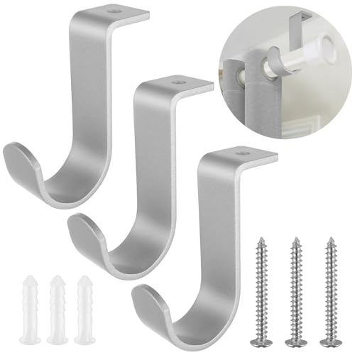 3 Stück Gardinenstange Halterung Gardinenstangen Halter Curtain Rod Holder Metall Vorhangstange Halter mit Schrauben vorhangstangenhalter für Wohnzimmer Schlafzimmer Vorhangstangen Wände-Silber von Grevosea