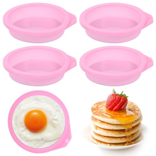 4 Stück Muffinform Silikon Cupcake Formen Silikon Backform Runde Wiederverwendbare Backförmchen Aus Silikon Muffinform Silikon Kuchenformen Silikonform für Spiegelei,Muffin Sandwiches,Haushaltsküche von Grevosea