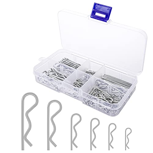 Grevosea 100 Stück Edelstahl Splinte Set R Clips Splinte Sortiment Kit Edelstahl Splinte R Clips Splinte Haltefeder Anhängerkupplung Splinte für LKWs Traktoren Rasenmäher Autos Wohnmobil (6 Größen) von Grevosea