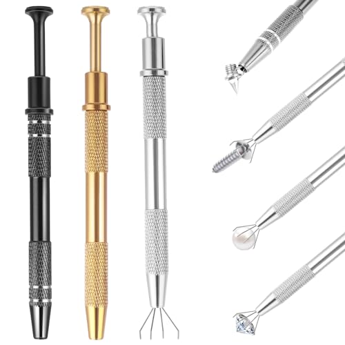 Grevosea 3 Stück piercing kugel aufdreher piercing zange piercing zubehör Diamant Edelsteine Catcher Piercing Kugel Greifer für kugeln für kleine Objekte, elektronische IC-Chip-Komponenten-3 Farben von Grevosea