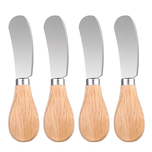 Grevosea 4 Stück Butter Knife,Buttermesser,12cm Tortenmesser Edelstahl Buttermesser Klein Käsemesser Set Buttermesser für Käse Butter Marmelade Tägliches Frühstück Spreader von Grevosea