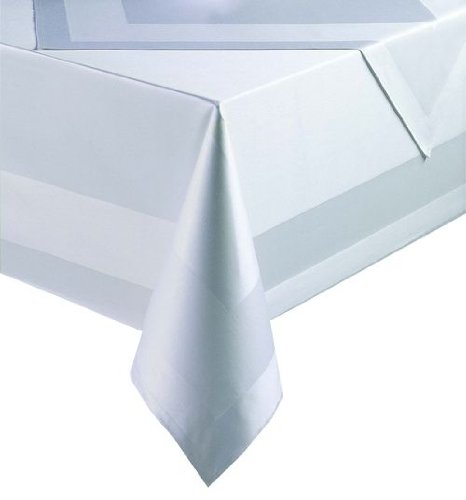 Damast Tischdecke Tischtuch Mitteldecke weiß mit Atlaskante 130x130 cm von Grevotex