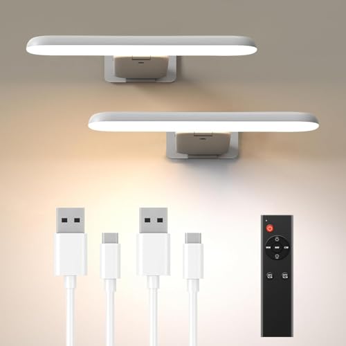 Bildbeleuchtung Kabellos, Akku Wandlampe Innen, LED Wandleuchte Innen mit 3 Farbtemperaturen, Fernbedienung mit Timer, Bilderleuchte für Malen Foto Portrait Dart Bilder Wandkunst, Weiß 2 Pack Bildbeleuchtung Kabellos, Akku Wandlampe Innen, LED Wandleuchte Innen mit 3 Farbtemperaturen, Fernbedienung mit Timer, Bilderleuchte für Malen Foto Portrait Dart Bilder Wandkunst, Weiß 2 Pack von Grevoxy