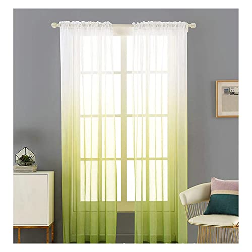 Grewod Voile Gardinen Grün Farbverlauf, HxB 183 x 102 cm, 2er Set, mit Stangendurchzug, Polyester Transparent Grewod Voile Gardinen Grün Farbverlauf, HxB 183 x 102 cm, 2er Set, mit Stangendurchzug, Polyester Transparent von Grewod