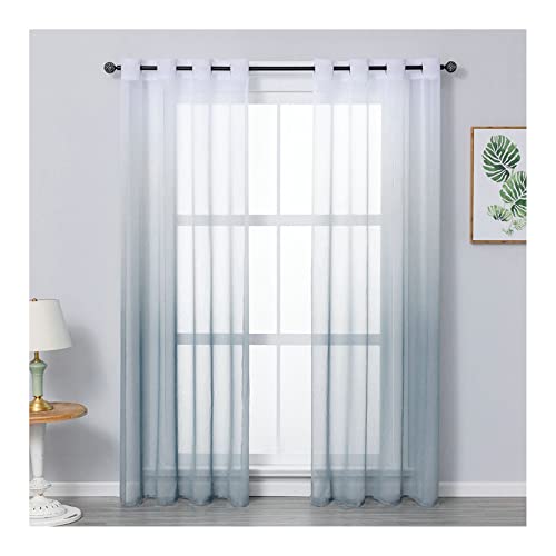 Grewod Vorhänge Halbtransparent Grau Farbverlauf Sheer Voile Vorhang, HxB 183 x 132 cm, 2er Set, mit Ösen, Polyester Grewod Vorhänge Halbtransparent Grau Farbverlauf Sheer Voile Vorhang, HxB 183 x 132 cm, 2er Set, mit Ösen, Polyester von Grewod