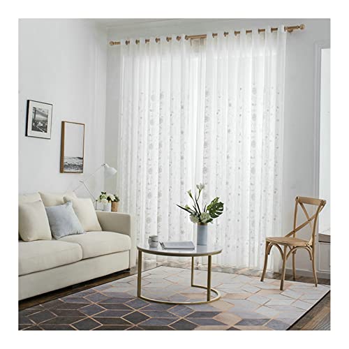Grewod Vorhänge Transparent mit Ösen Weiß Blume Sheer Voile Vorhang, HxB 183x137 cm, 2er Set, Polyester Gardinen für Wohnzimmer Grewod Vorhänge Transparent mit Ösen Weiß Blume Sheer Voile Vorhang, HxB 183x137 cm, 2er Set, Polyester Gardinen für Wohnzimmer von Grewod