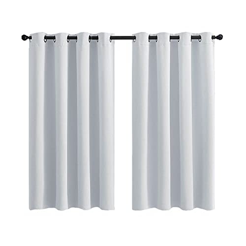 Grewod Vorhänge Weiß Einfarbig, H 224 x B 140 cm, 2er Set, mit Ösen, Polyester Blickdicht Vorhang für Schlafzimmer von Grewod