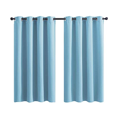 Grewod Vorhang Blickdicht Wohnzimmer Hellblau Einfarbig, H 213 x B 107 cm, 2er Set, mit Ösen, Polyester Gardinen von Grewod