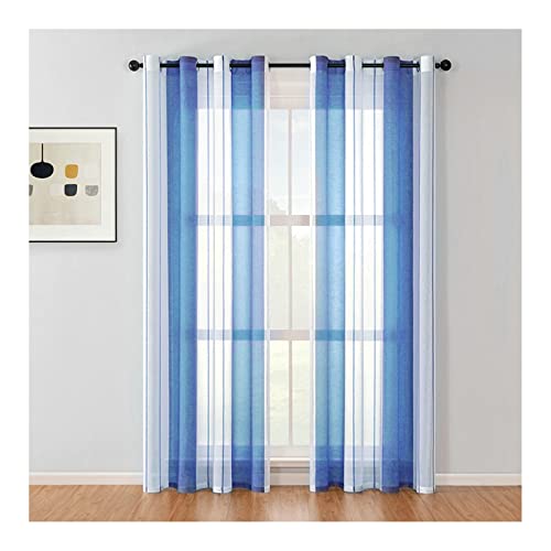 Grewod Vorhang Transparent Himmelblau Streifen Sheer Voile Vorhänge, HxB 214x86 cm, 2er Set, mit Ösen, Polyester Grewod Vorhang Transparent Himmelblau Streifen Sheer Voile Vorhänge, HxB 214x86 cm, 2er Set, mit Ösen, Polyester von Grewod