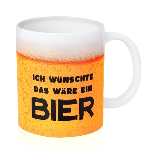 Grexenta Bier Tasse mit Spruch - Ich wünschte das wäre ein Bier 11oz, Tasse für Bierliebhaber, Vatertag cup, Tasse Papa Vatertagsgeschenk für Papa, Lustige Geschenke für Männer, Geburtstag (Gelb) von Grexenta