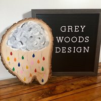 Wolken Und Regenbogen-Scheibe | Rustikale Zeichen Holz-Scheibe Angel Baby Regenbogen-Baby von GreySkiesDesignShop