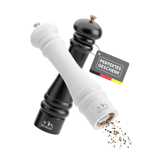 GREYMOUNT ® Caucasus Salz und Pfeffermühle Set (Black/White, Set aus zwei Mühlen) von Greymount