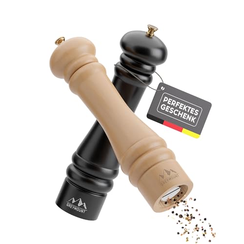 GREYMOUNT ® Caucasus Salz und Pfeffermühle Set (Black/Wood, Set aus zwei Mühlen) von GREYMOUNT