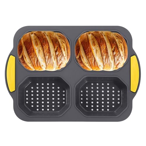 Greyoe 1 Stück Baguette-backblech, Brötchen Backform, Baguette Backform, Baguetteblech Baguette Backblech Baguette Brötchenform Baguette, für das Backen zu Hause (Grau, kurzer 4 Quadrat) von Greyoe