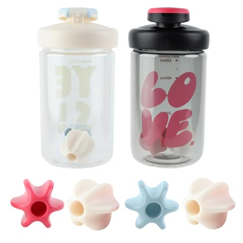 Greyoe 2 Stück Protein Shaker Proteinshake 500ml, Fitness Herren und Damen Sport Hochtemperatur Mischkugel Hochwertiger Protein Shaker Tritan+PP+Silikon von Greyoe